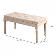 Čalouněná lavice s knoflíky 80x40x43cm | béžová č.2