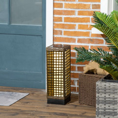 Solární lampa z ratanu 15,5x15,5x46cm | hnědá