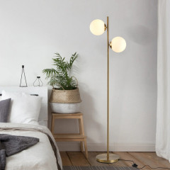 Stojací lampa 39 x 28 x 165 cm | zlatá + bílá