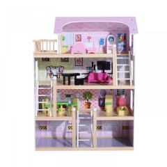 Drevený 4 poschodový domček pre bábiky s nábytkom č.1