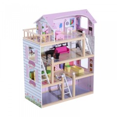 Drevený 4 poschodový domček pre bábiky s nábytkom č.2